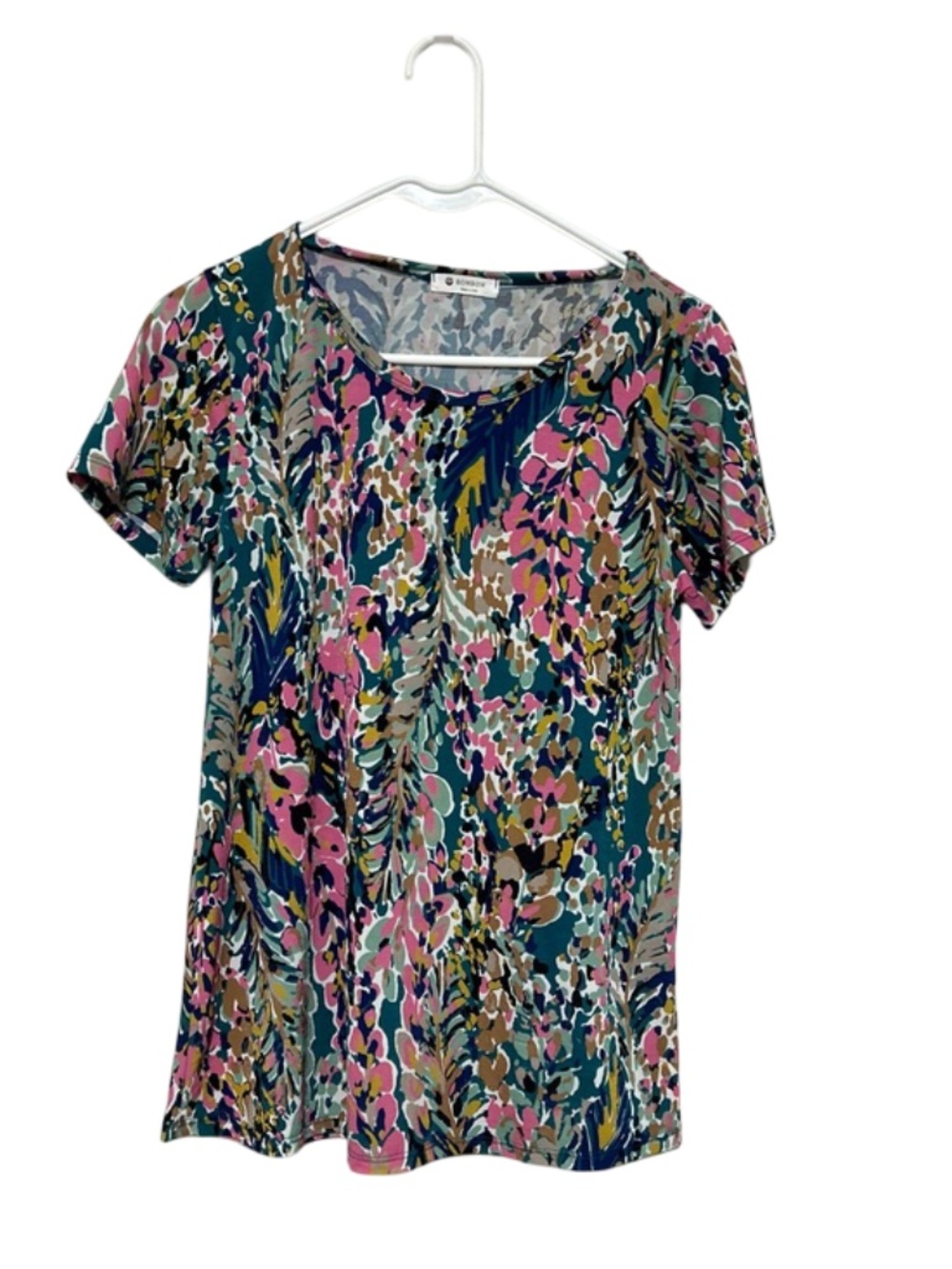 Blue Pink Pattern Blouse Size Small